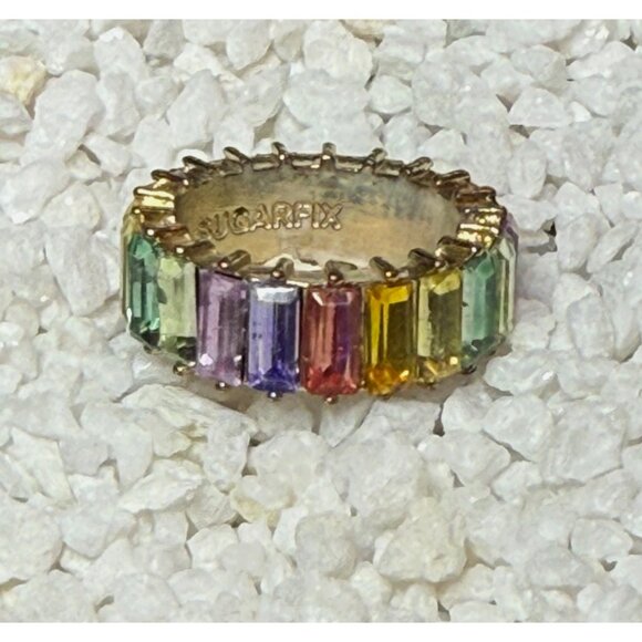 Sugarfix by Baublebar Baguette Rainbow Jeweled Ring Size 8 - Picture 1 of 5